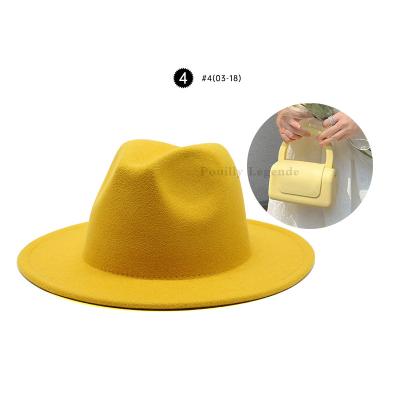 China Lady Famous Handbag Two Tone Color Fedora Hat Set Fedora Hats Hand Bag Set Plush Brand KS2105025 2021 for sale