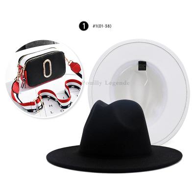 China Lady Famous Handbag Two Tone Color Fedora Hat Set Fedora Hats Hand Bag Set Plush Brand KS2105022 2021 for sale