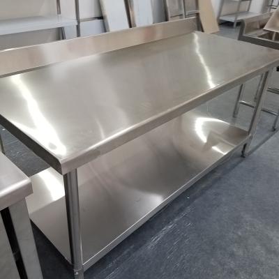 China Easy To Clean Commercial Stainless Steel Kitchen Prep And Work Table With Backsplash for sale