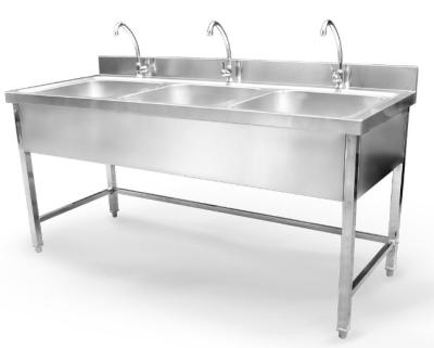 China Without Faucet Shandong Factory Kitchen Sink Handmade Stainless Steel Triple Bowl Sink for sale