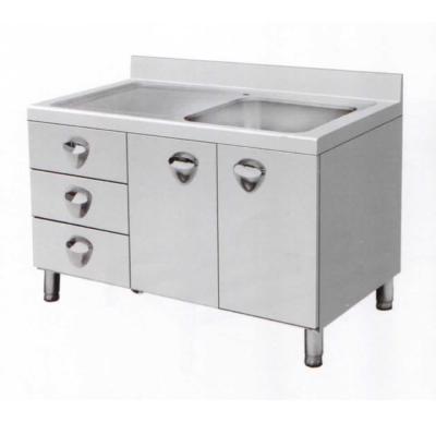 China Factory Direct Cheap Easily Cleaned Stainless Steel 201 304 Drawer Cabinet With Sink Commercial Kitchen Equipment for sale