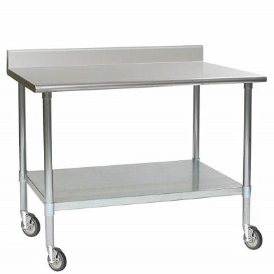 China Easily Assembled Commercial 304 Stainless Steel Kitchen Work Table With Back Splash for sale