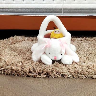 China 2023 Wholesale Easter Basket Plush Toy Easter Bunny Baskets Viable Decoration Child Sublimation for sale