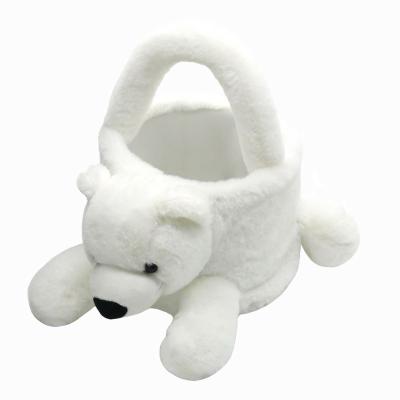 China Sustainable Easter Basket Plush Animal Shape Color Basket For Kids Children Candy Basket for sale