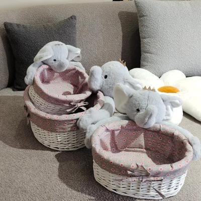 China Sustainable Willow And Woodchip Woven Storage Multifunctional Basket With Liner for sale