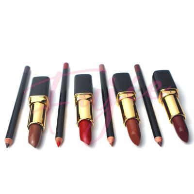 China Small MOQ Waterproof Custom Logo Lip Liner And Waterproof Long Lasting Liquid Matte Lipstick Set With Private Label for sale