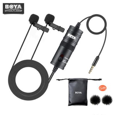 China Lavalier Microphone BOYA BY-M1DM Microphone with 6M Cable Dual-Head Detachable Lavalier Lapel for Recording DSLR Canon Nikon iPhone Camcorders VS BY-M1 for sale