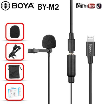 China Detachable Microphone BOYA BY-M2 Professional Audio Microphone 6m Mini Collar Condenser Lapel Mic Lavalier No Battery For iPhone/iPad Recorder for sale