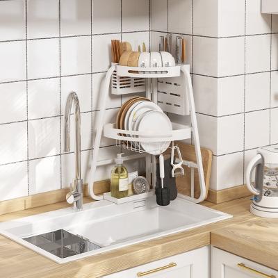 China Viable Multifunctional Foldable Triangular Type Organizer Kitchen Sink Dishes Storage Rack for sale