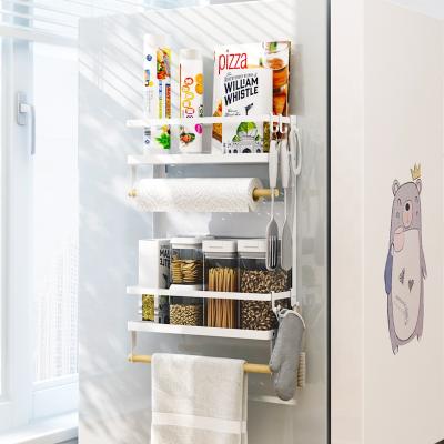 China Sustainable Regular Fridge Rack Wall Mount Magnetic Folding Organizer Kitchen Storage for sale