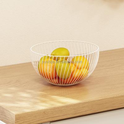 China Sustainable Yushijia Onion Storage Rack Mesh White Wrought Fruit Wire Fruit Iron Basket for sale