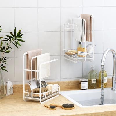 China Viable Wall Mounted 3 Layer Cloth Drain Rack Kitchen Sink Sponge Rack for sale