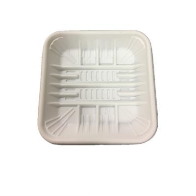 China Disposable Biodegradable White Square Cornstarch Food Tray For Meat for sale