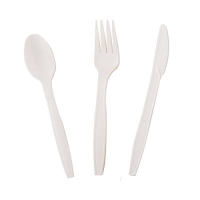 China Cornstarch Disposable Flatware Home Smooth Flatware Restaurant Hotel Spoon Knife and Fork Set with Napkin for sale