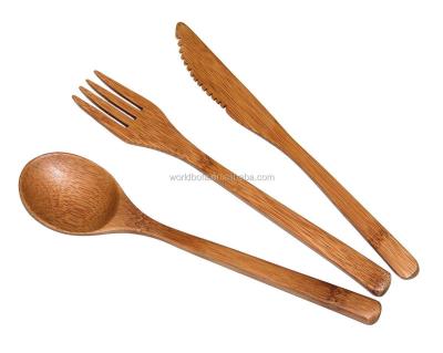 China Bamboo Spoon And Fork Knife Flatware Set Sustainable Dishwasher-Safe Cutlery for sale