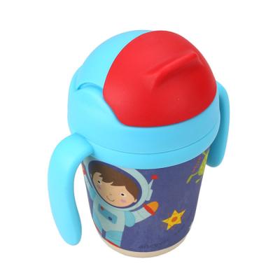 China Disposable Baby Bamboo Fiber Drinking Water Cup With Silicone Straw for sale