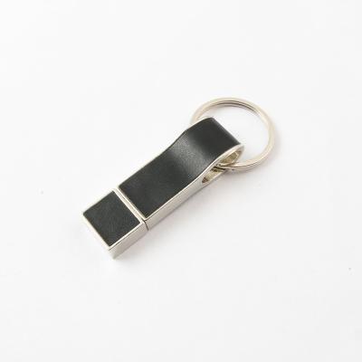 Κίνα Black Leather USB Flash Drive With Key Ring Good Make Logo Fast Speed USB 2.0 And 3.0 προς πώληση