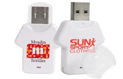 Chine T-shirt forme une clé USB en plastique 16 Go 32 Go clé USB blanche 2.0 3.0 ROHS à vendre