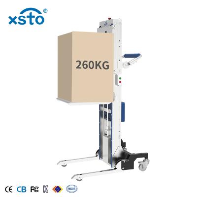 China Lift cargo under warehouse interior 260kg. XSTO LFT260 Powered Mini Lift Electrir Hand Lift Forklift Mini Manual Stacker Electric Self Lift for sale