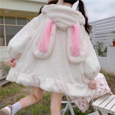 China Anti-wrinkle new arrival kawaii women winter warm oversized tops cute rabbit zipper plus size coats women's hoodies and sweatshirts for sale