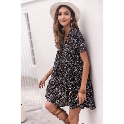 China Viable 2021 Women Loose Casual Oversize Loose Ladies Dresses Summer Short Sleeve Mini Dress Elegant Clothing Wholesale for sale