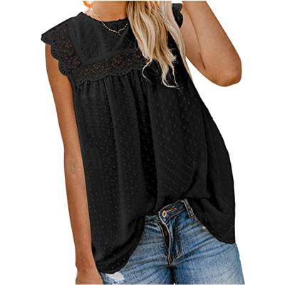 China Viable Women's Spring Blouses and Shirts Round Neck Lace Crochet Tassel Vest Shirt Women's Fashion Shirts for Women Tops for sale