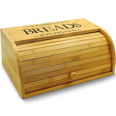 China Large Cheap Large Bamboo Bread Box Steamable Kitchen Countertop Bread Storage Bin for sale