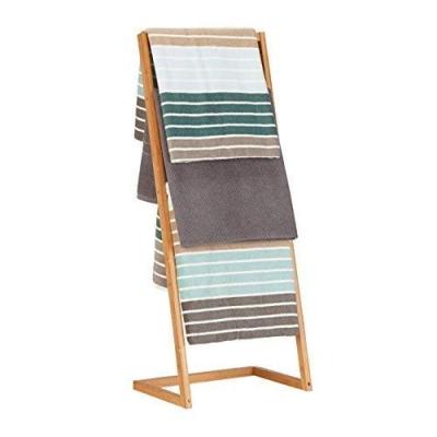 China Fashion Bamboo Wooden Folding Drying Rack 3 Free Standing Bars Premium Bamboo Folding Towel Rack for Bath and Hand Towels for sale