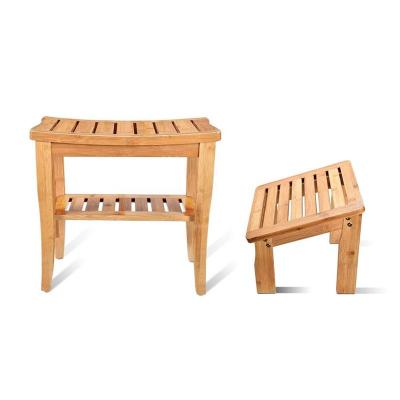 China Modern 100% Natural Bamboo Wooden Outdoor Shower Bench Shoes Stretch Bench With Seat For Home for sale