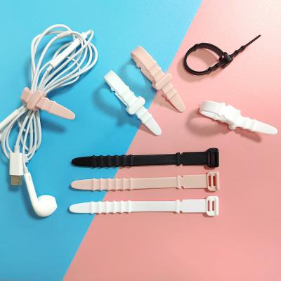 China For New Flexible Earphone Cable Winder Earphone Wire Tie Up USB Cable Organizer Reusable Silicone Cable Twist Ties for sale