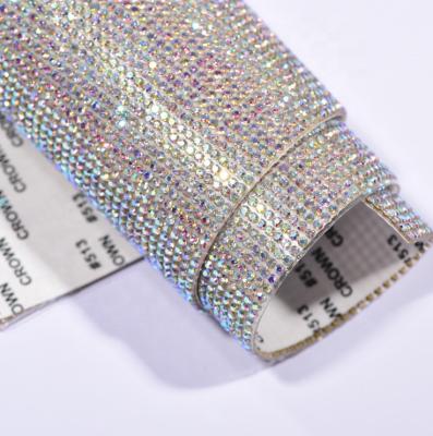 China Bag /shoe accessories wholesale colors SS6 Crystal Glass Hot Fix Rhinestone Mesh Sheet 24*40cm for sale