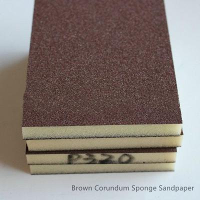 China Two Sides Sponge Sanding Pads Brown Corundum Wood Polishing for sale