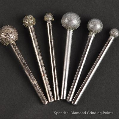 China Electroplating Spherical Diamond Grinding Bits , 3mm Diamond Grinding Points Te koop