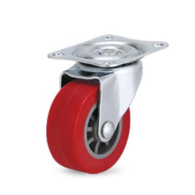 China 2 Inch PU Rigid Red Plastic Caster Wheels Bench Wheelchair Casters Furniture Casters Light Duty Wheels for sale