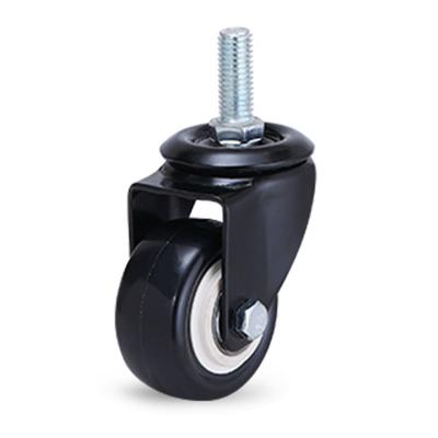 China Factory Wholesale 2 Inch PVC Black Wheels Rigid 1.5 Swivel Caster With PU Brake Caster Table Wheel Caster Screw Casters for sale