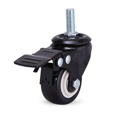 China Rigid Black Wardrobe Casters Locking Industrial Light Duty Metal Trolley Wheel Caster Small Wheel With M12 Screw Bracket for sale