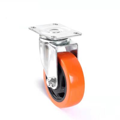 China 3 Inch Abrasion Resistant PVC Swivel Orange Office Furniture Caster Wheels for sale