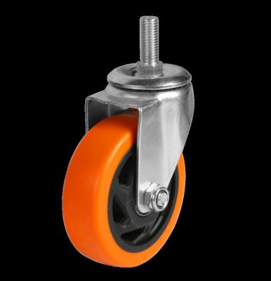 China No Loud 4 Inch Swivel Orange Wire Stem Kitchen PVC Caster Medium Duty Wheels for sale