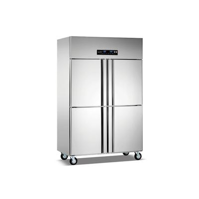 China Hotel Wholesale 1000L Large Capacity Stainless Steel Four-Door Chest Freezers, Upright Freezer Chest for sale