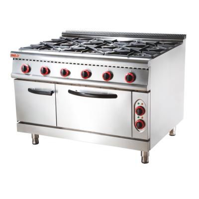 China Stainless Steel Hotel Restaurant Kitchen Equipment Free Standing 6 Burner Gas Cooker With Oven , Gas Burner Range Stainless Steel NC YWK-J187; GUA for sale