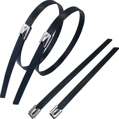 China 201 Stainless Steel Cable Tie-Ball-Lock Heat Resistant PVC Coated Ties for sale