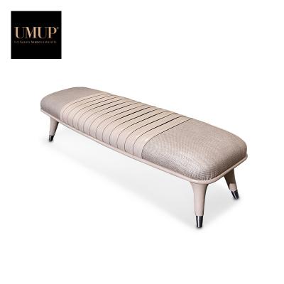 China Adjustable Modern Luxury Bedroom Furniture Leather Upholstered Leather Metal Covered Bed (Other) Bench for sale