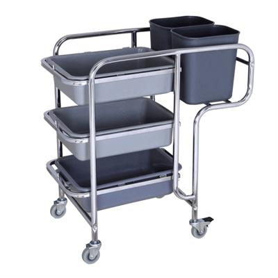 China Durable Hotel Restaurant Dish Collection Trolley Serving Trolley For Restaurant for sale