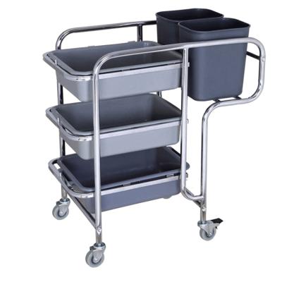 China Durable Restaurant Dish And Plate Collection Trolley Hotel Service Cart for sale