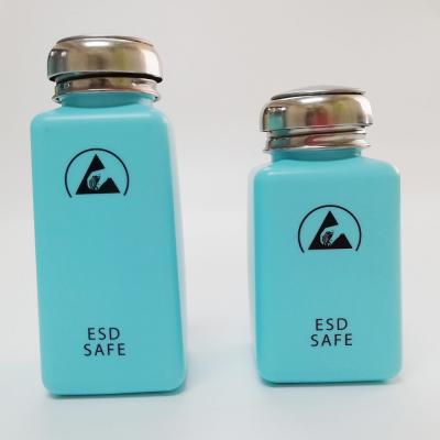 China ESD Protected Free Shipping 200ml ESD Blue Solvent Antisplash Bottle 6OZ With Stainless Steel Pump for sale