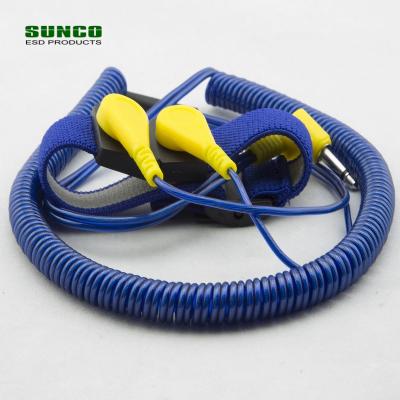 China Double Rope ESD Anti-Static Hand Strap with 1.8m Reel Rope for Cleanroom and Table Mats for sale