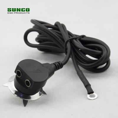 China ESD Grounding For Workstation Dual Banana Jack ESD Grounding Rope With 1.8m PU Cable For ESD Table Mat for sale