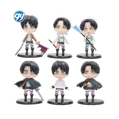 China 6pcs cartoon toy Attack on titan Shingeki no muneco action figure figuras de figur-e accion of Kyojin Levi Ackerman Model PVC figure toy statue for sale