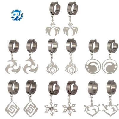 China FASHIONABLE Anime 7 Elemen Vision God Eye Ear Studs Stainless Steel Genshin Impact Earrings Props Gift pendiente potala aretes de earrings for sale