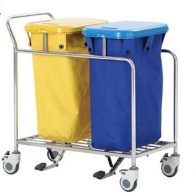 China Hospital Clinic ABS Mobile Manual Hospital Trolley Medical Dirt Cleaning Trolley for sale